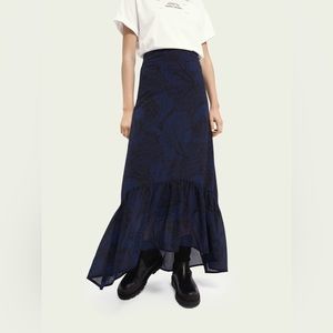 NWT Scotch & Soda Patterned high-low maxi skirt, Size XS